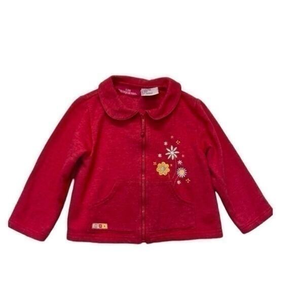 Pink Full Zip Sweatshirt Jacket size 3T embroidery flowers - Picture 1 of 6